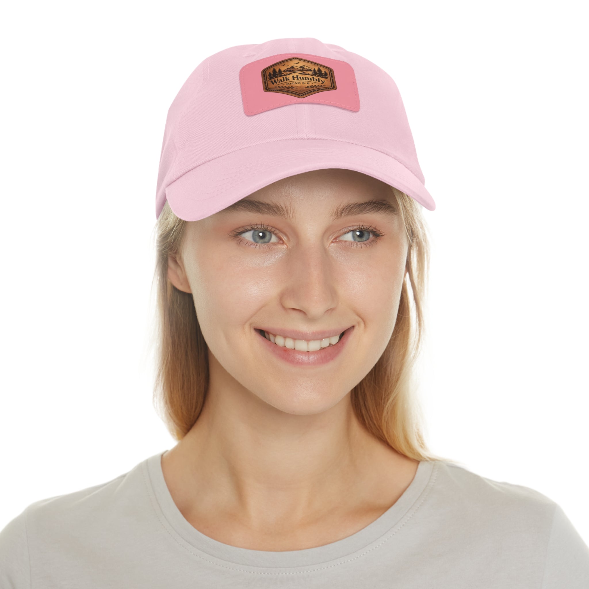 Walk Humbly Leather Patch Dad Hat | Micah 6:8 Christian Outdoor Cap | Faith Freedom Creations