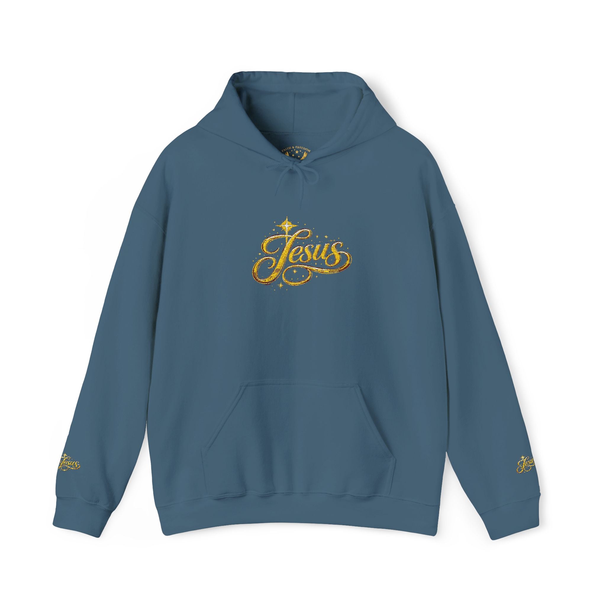 Jesus Gold Script Hoodie – Sparkle Christian Faith Pullover | Inspirational Hoodie
