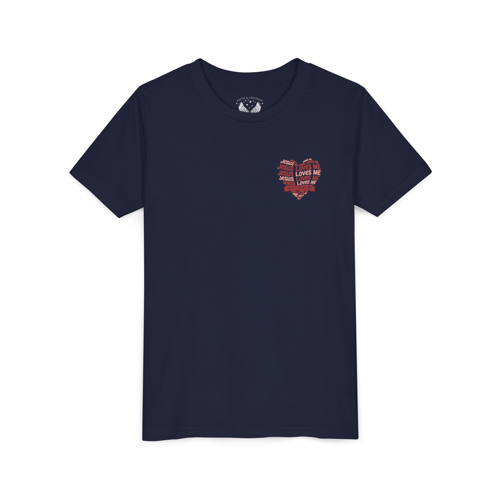 Jesus Loves Me Youth T-Shirt – Heart Word Cloud Christian Kids Tee | Faith Inspired Youth Shirt
