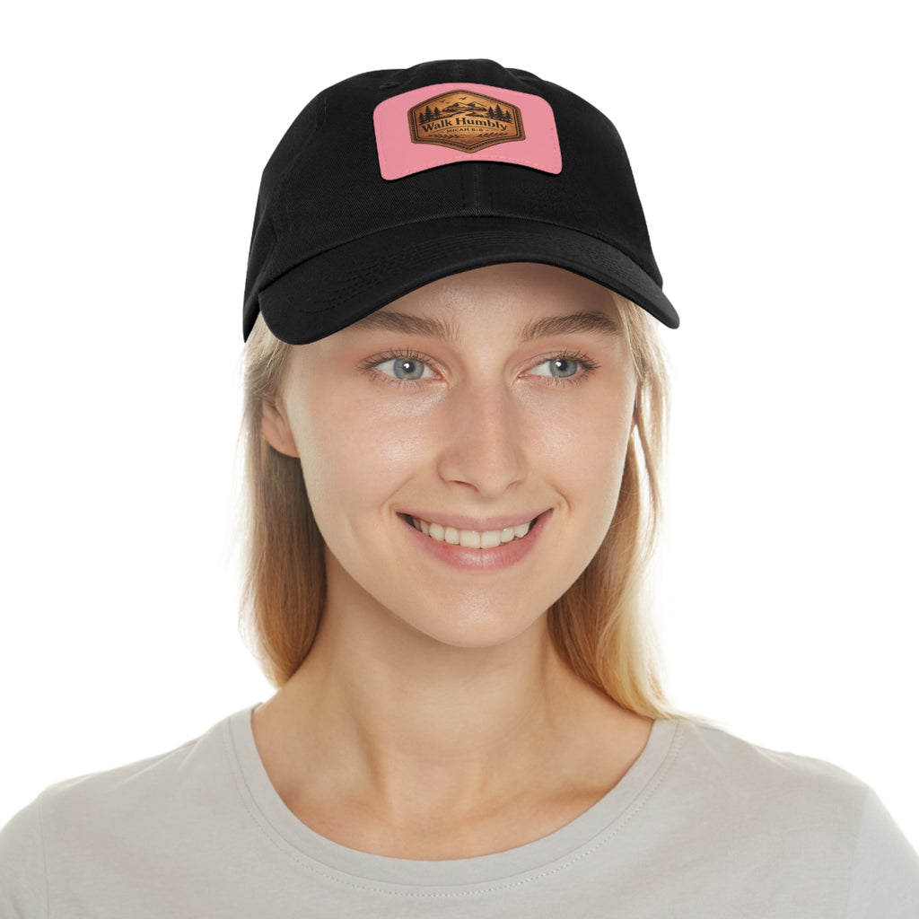 Walk Humbly Leather Patch Dad Hat | Micah 6:8 Christian Outdoor Cap | Faith Freedom Creations