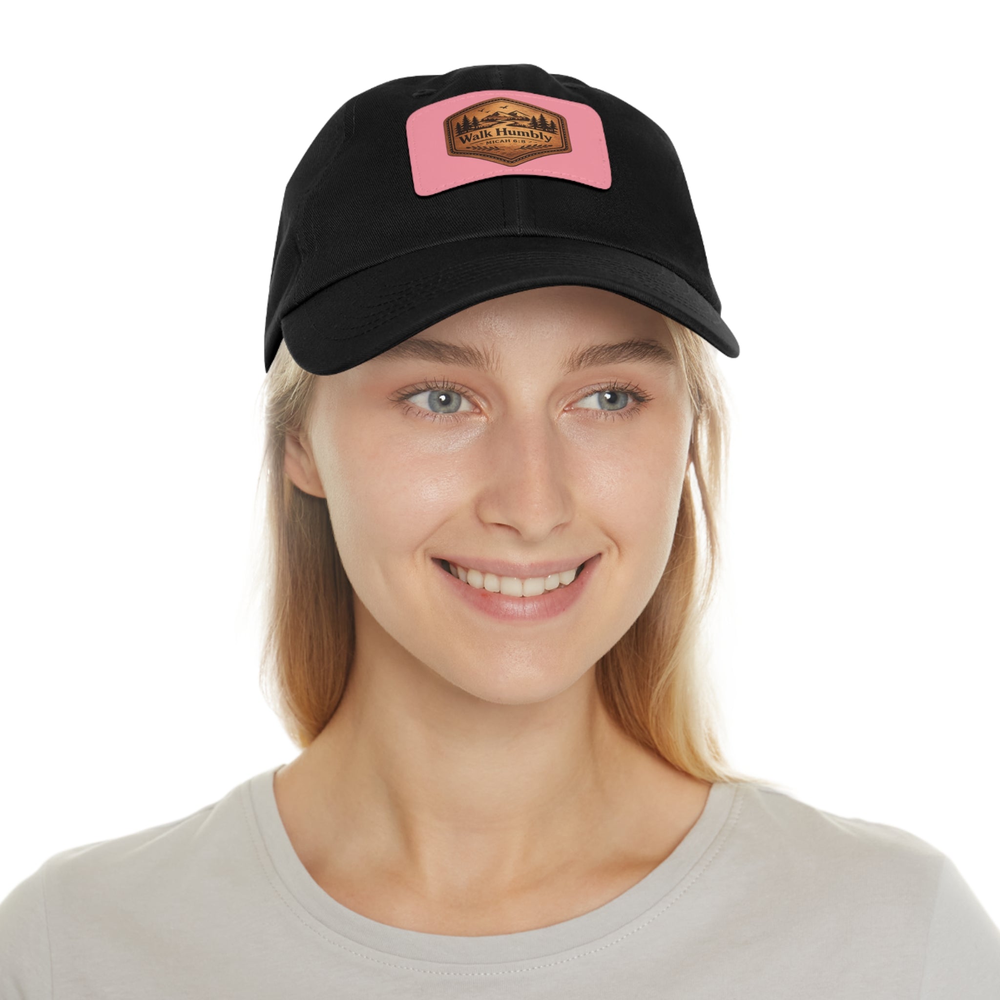Walk Humbly Leather Patch Dad Hat | Micah 6:8 Christian Outdoor Cap | Faith Freedom Creations