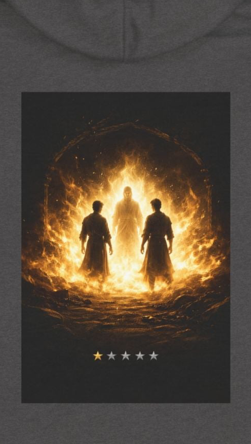 Fiery Furnace – Champion Hoodie | Angelic Light Graphic – Five-Star Faith Series