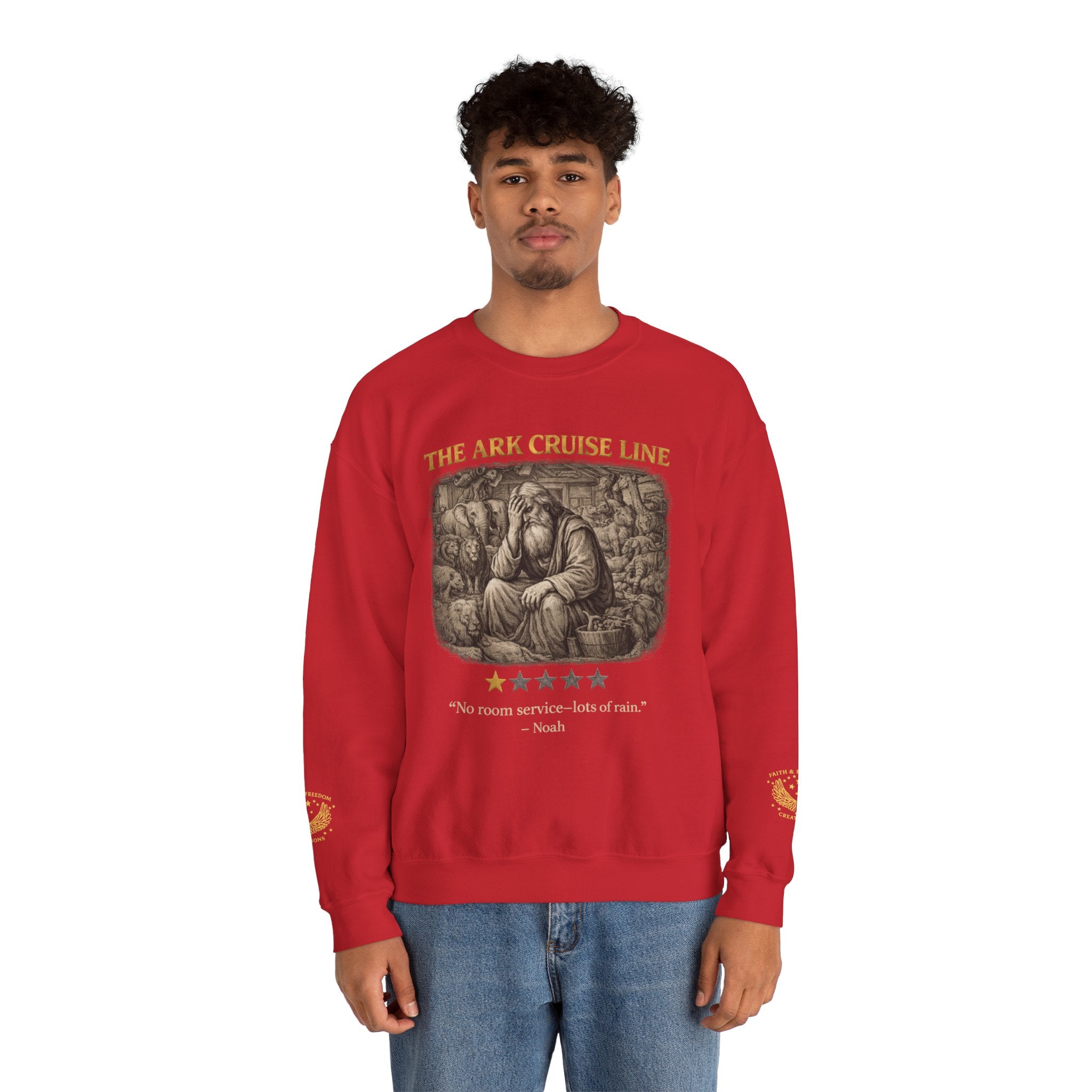 Noah – Crewneck Sweatshirt | “Ark Cruise Liner” Vintage Illustration – Five-Star Faith Series