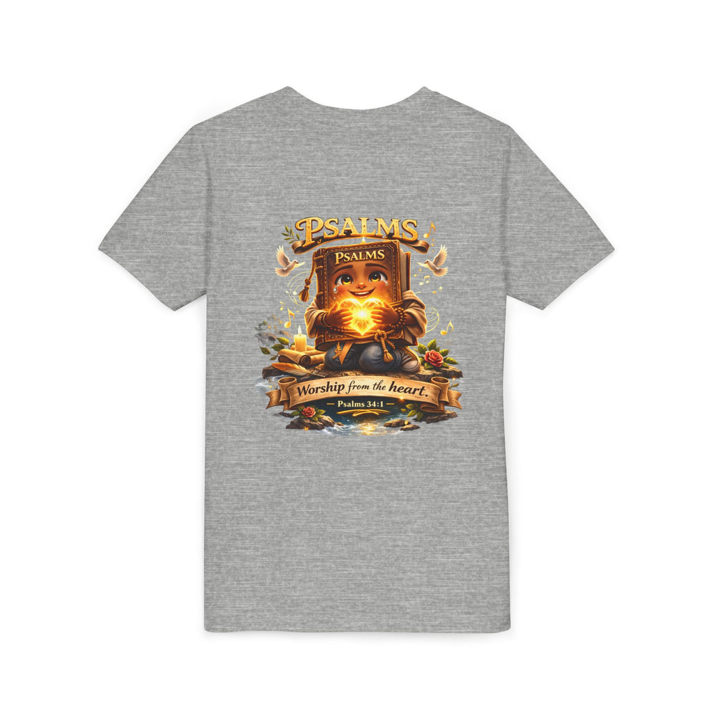 Praise Him Psalms 34:1 Youth T-Shirt | Christian Kids Faith Tee | Inspirational Youth Apparel
