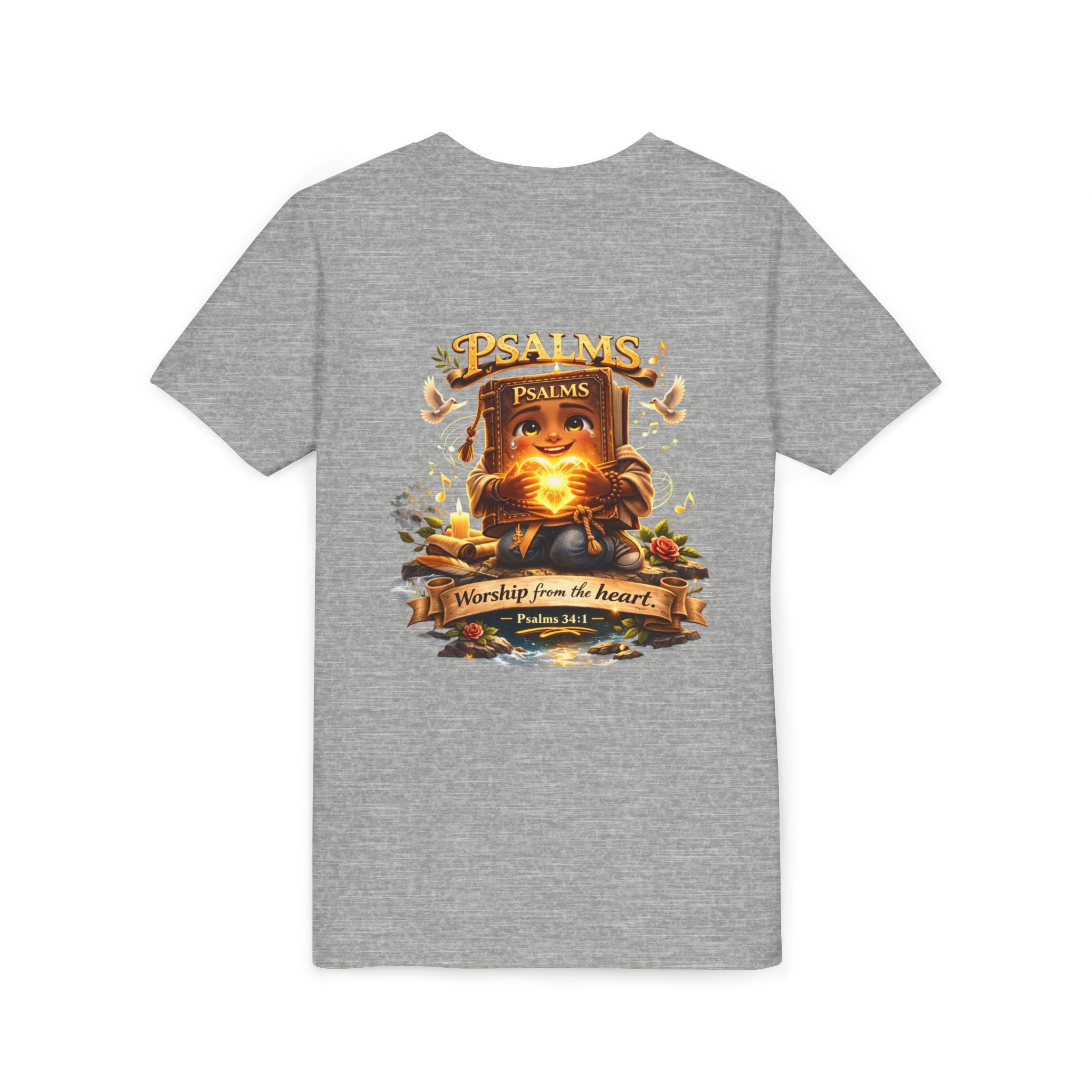 Praise Him Psalms 34:1 Youth T-Shirt | Christian Kids Faith Tee | Inspirational Youth Apparel