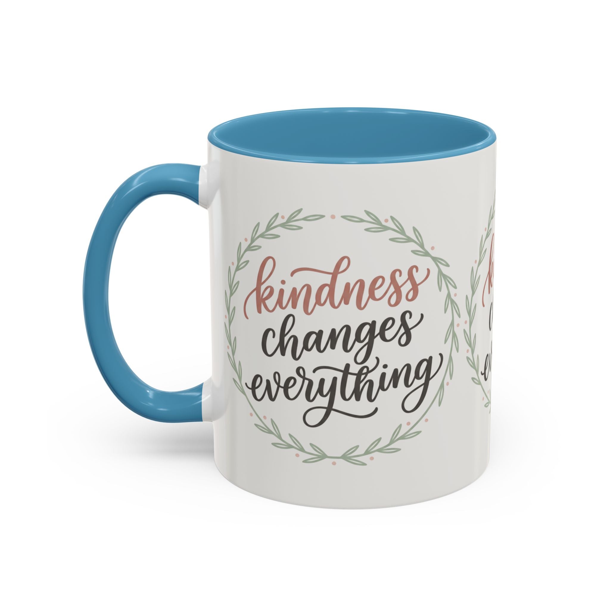 Kindness Changes Everything Accent Coffee Mug | Inspirational Ceramic Mug | Faith Freedom Creations