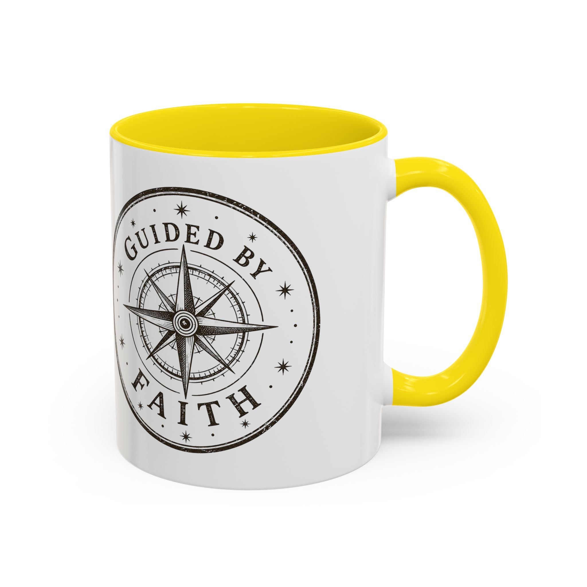 Guided by Faith Compass Coffee Mug | Inspirational Christian Accent Mug | Faith Freedom Creations