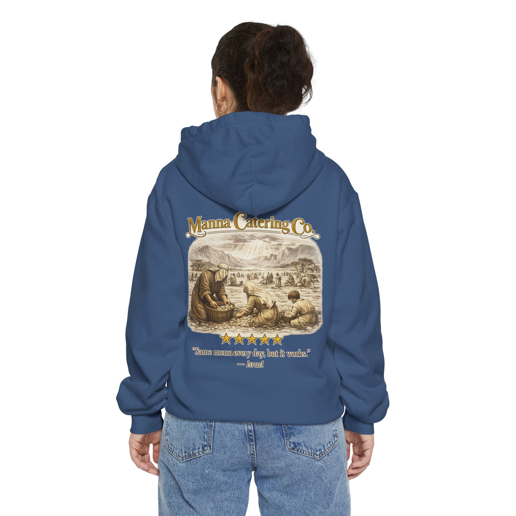 Manna Catering Co. – Hoodie | “Manna Review” Vintage Graphic – Five-Star Faith Series