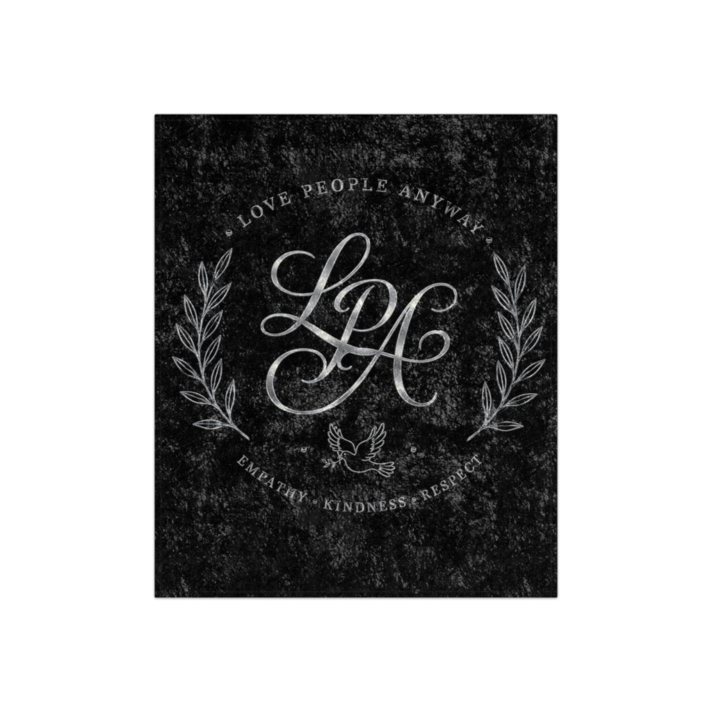 Crushed Velvet Blanket — Vintage Monogram 'Love People Anyway' Throw
