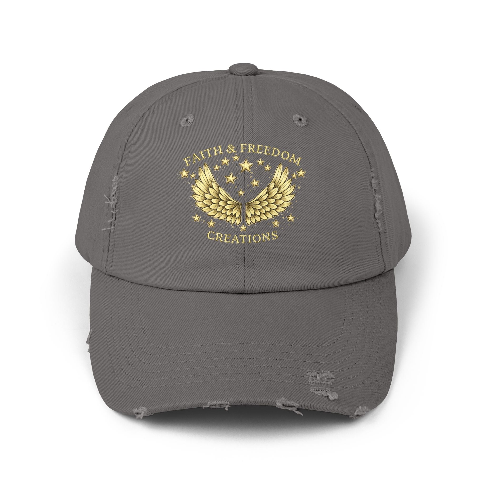 Faith & Freedom – Distressed Cap | Vintage Winged Stars Embroidered Hat