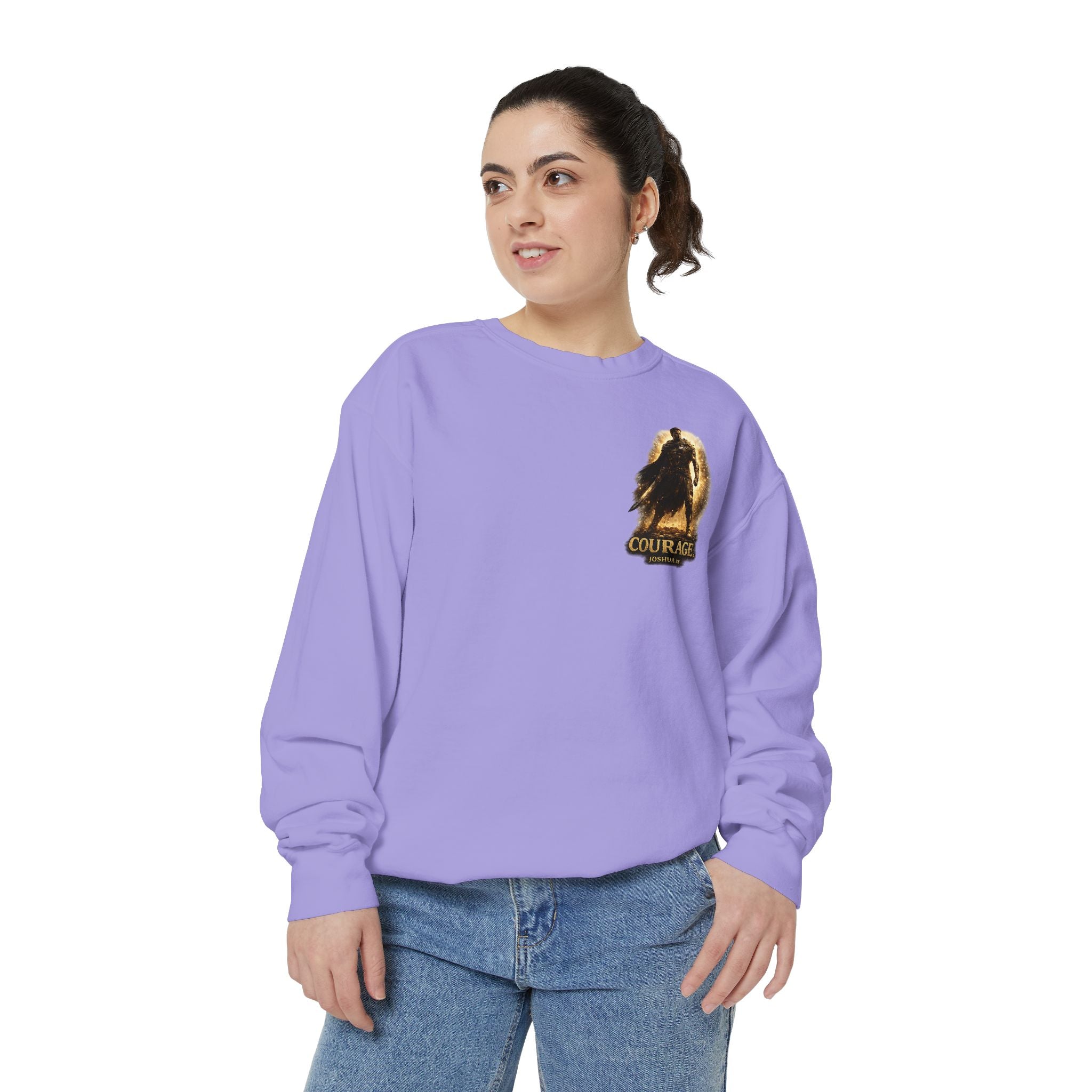 Joshua Courage Sweatshirt | Be Strong and Courageous Christian Crewneck | Inspirational Faith Apparel