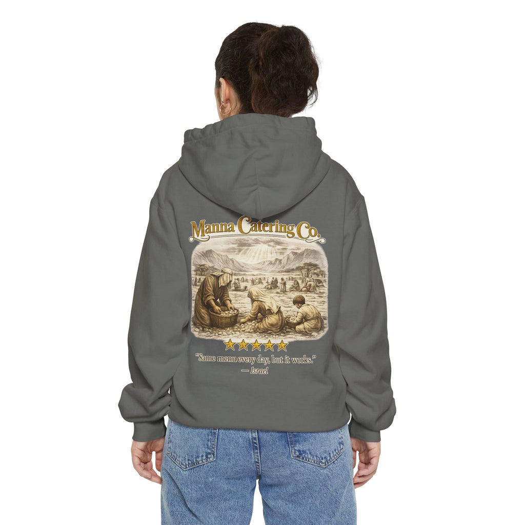 Manna Catering Co. – Hoodie | “Manna Review” Vintage Graphic – Five-Star Faith Series