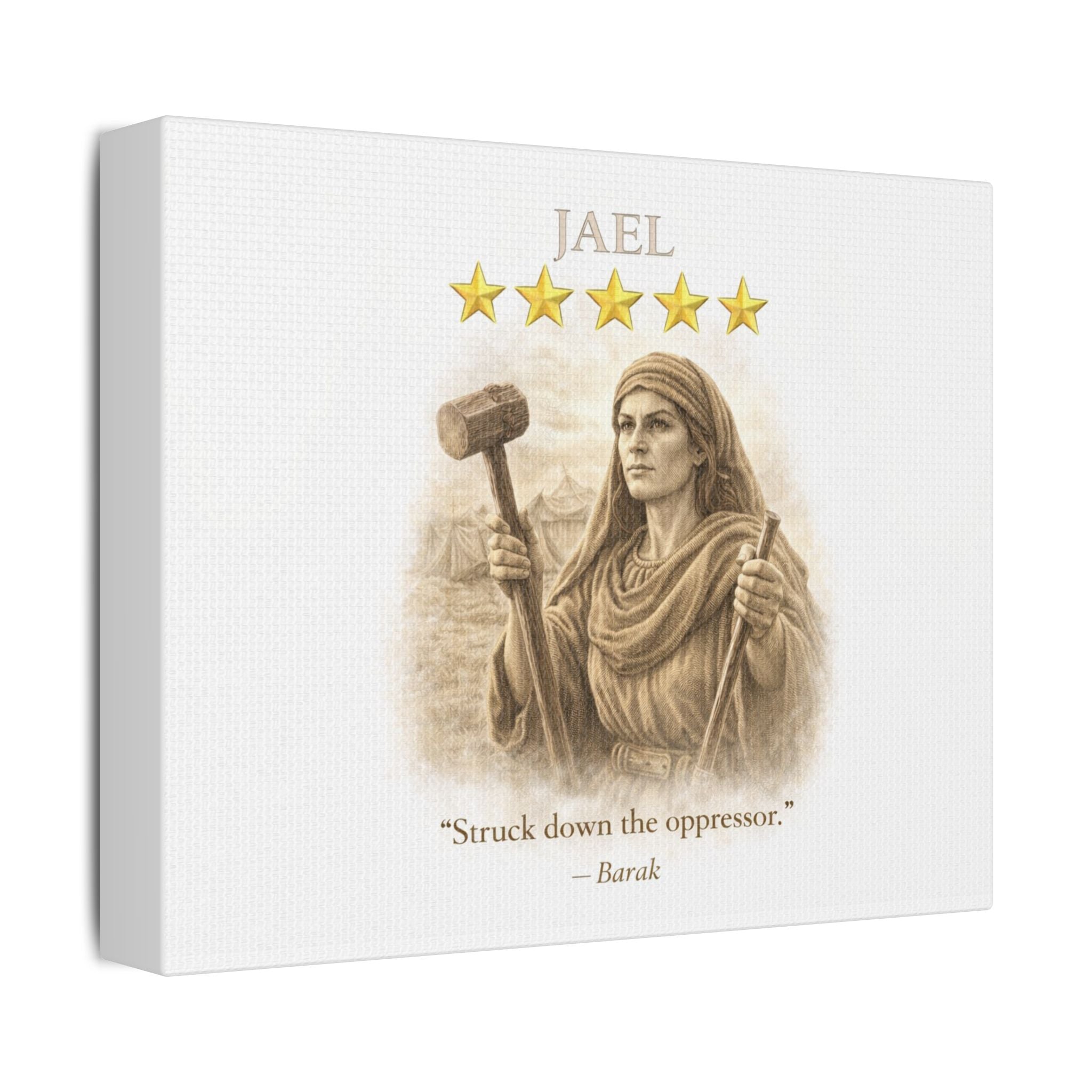 Jael Biblical Heroine Canvas — 'Struck Down the Oppressor' Scripture Wall Art