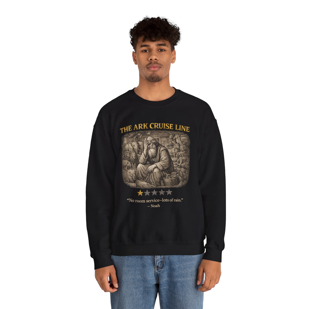 Noah – Crewneck Sweatshirt | “Ark Cruise Liner” Vintage Illustration – Five-Star Faith Series