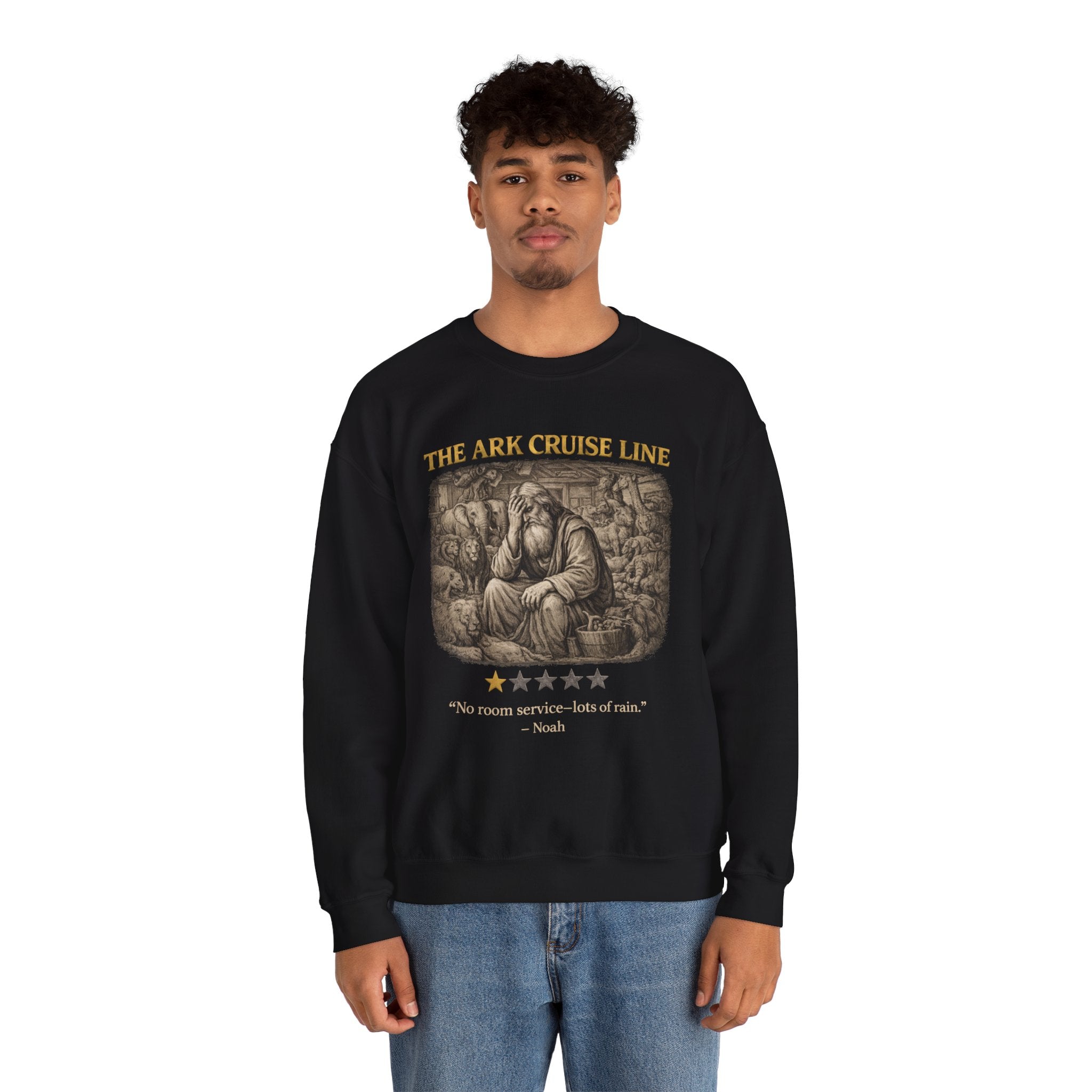 Noah – Crewneck Sweatshirt | “Ark Cruise Liner” Vintage Illustration – Five-Star Faith Series