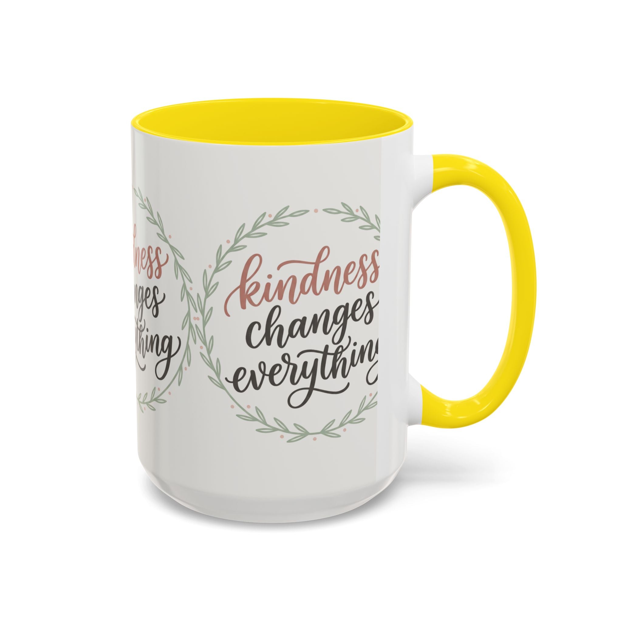 Kindness Changes Everything Accent Coffee Mug | Inspirational Ceramic Mug | Faith Freedom Creations