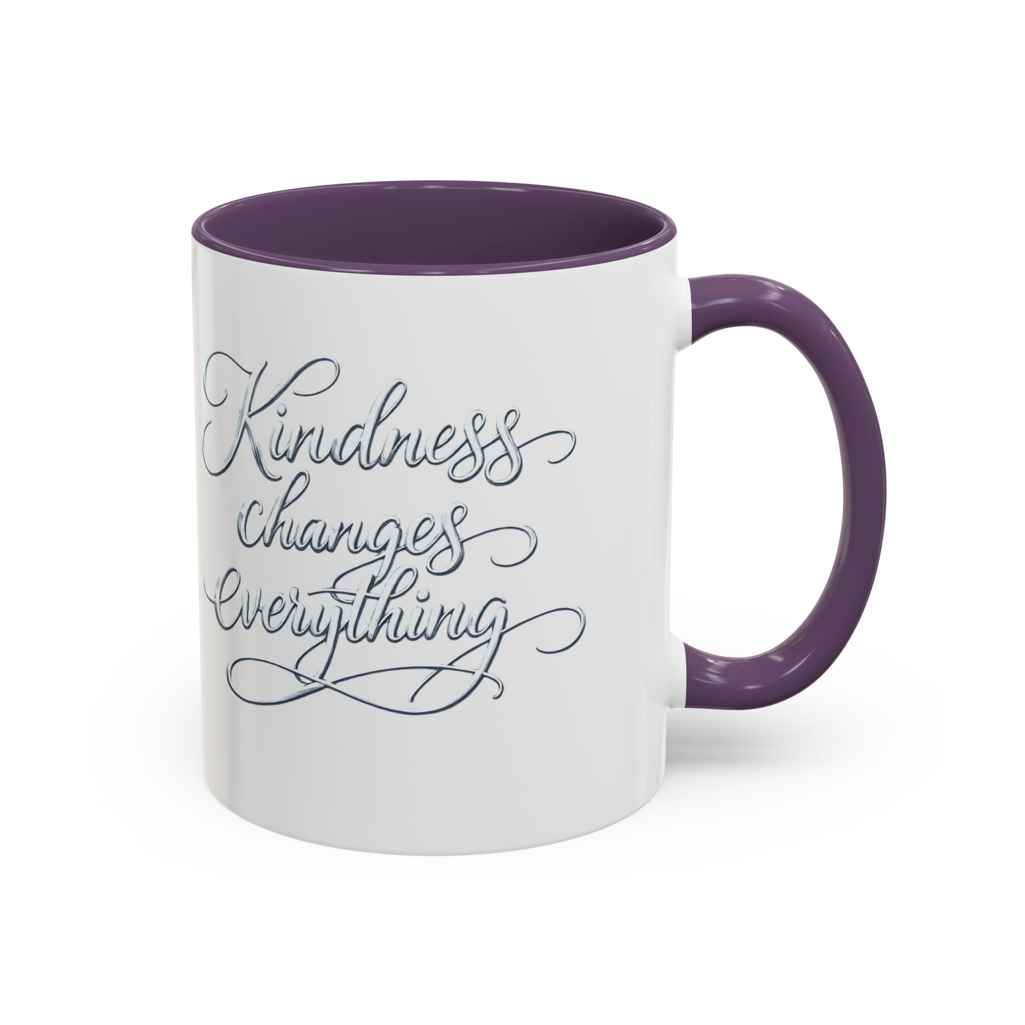 Silver-Kindness Changes Everything Accent Coffee Mug | Inspirational Ceramic Mug | Faith Freedom Creations