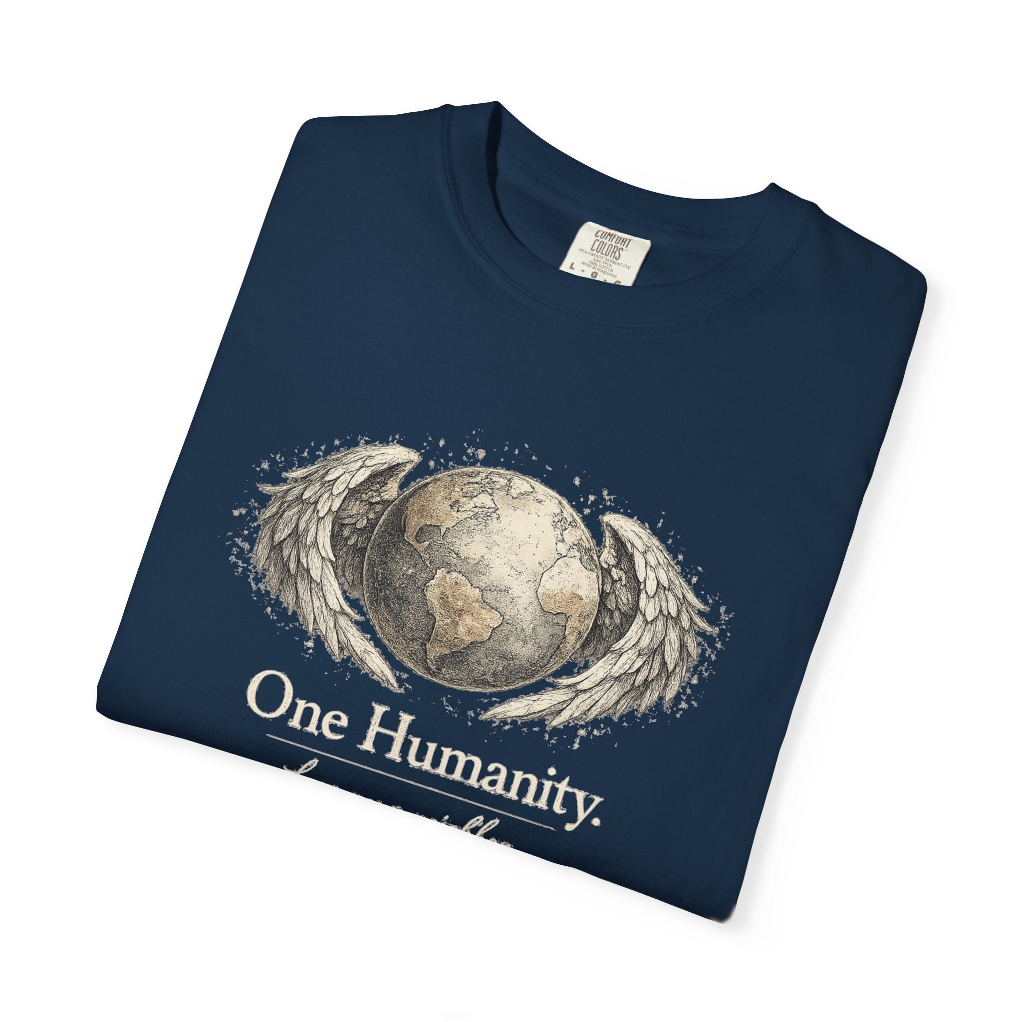 One Humanity T-Shirt – “One Humanity. Love Your Neighbor.” Earth Wings Graphic Tee