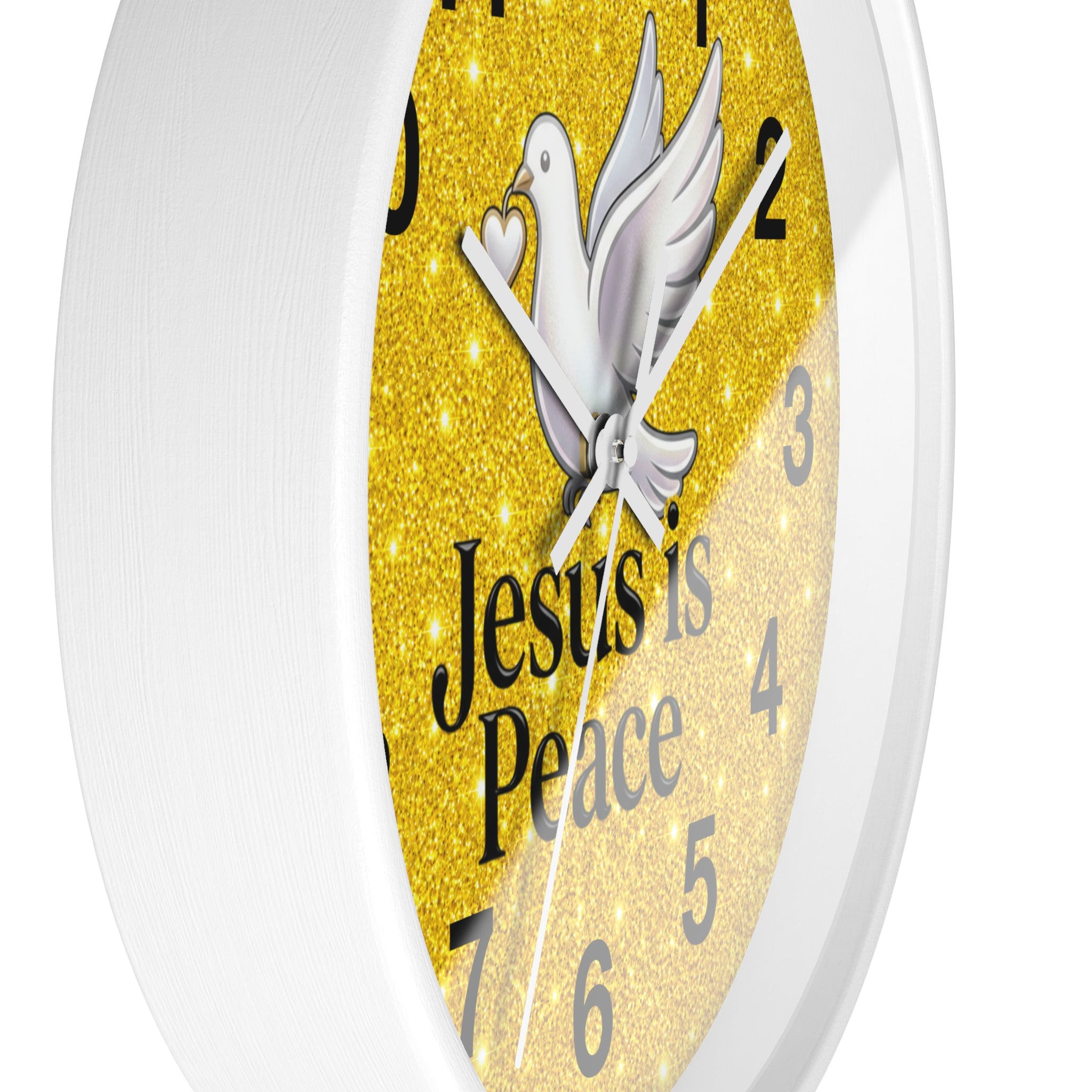 Jesus Is Peace Wall Clock | White Dove Christian Wall Decor | Silent Faith Clock