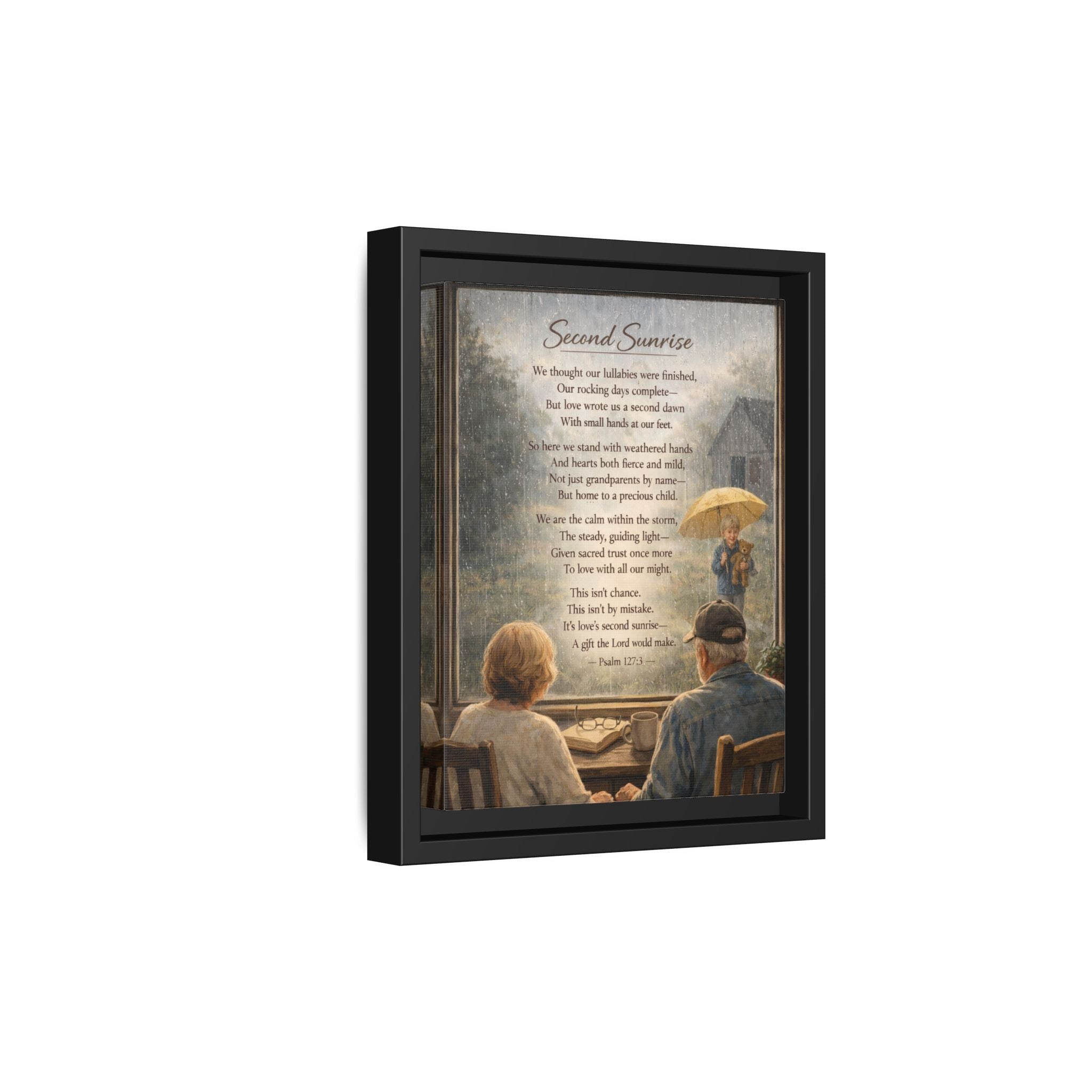 Second Sunrise Framed Canvas Wall Art | Personalized Grandparents Poem | Faith & Family Keepsake