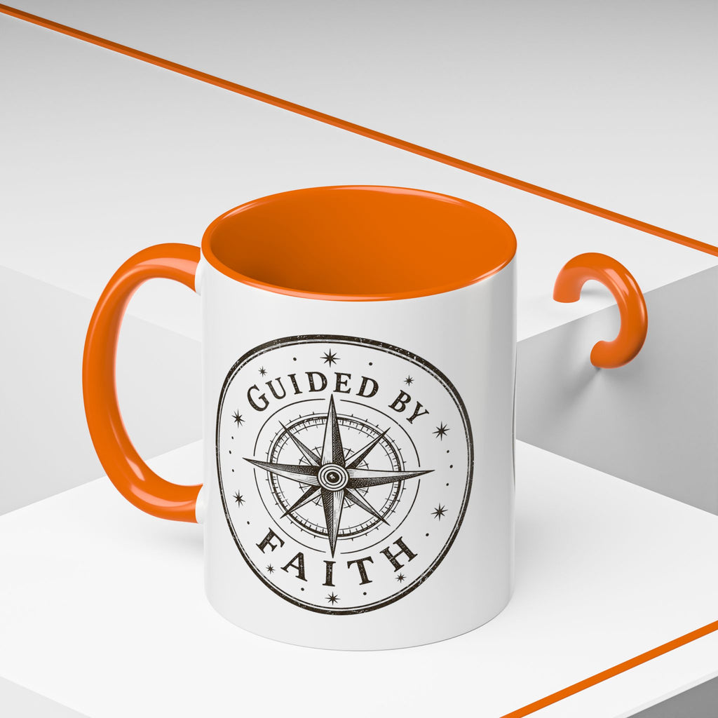 Guided by Faith Compass Coffee Mug | Inspirational Christian Accent Mug | Faith Freedom Creations