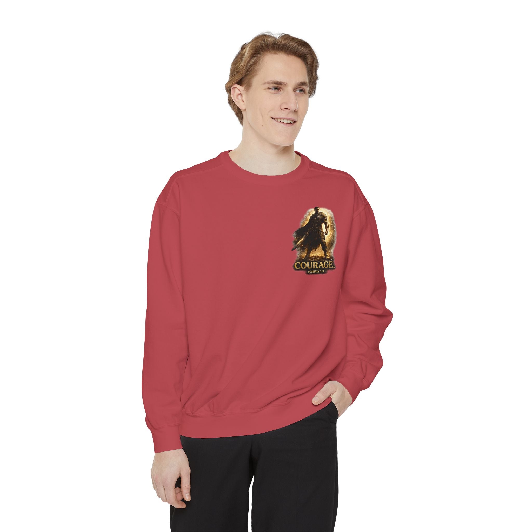 Joshua Courage Sweatshirt | Be Strong and Courageous Christian Crewneck | Inspirational Faith Apparel