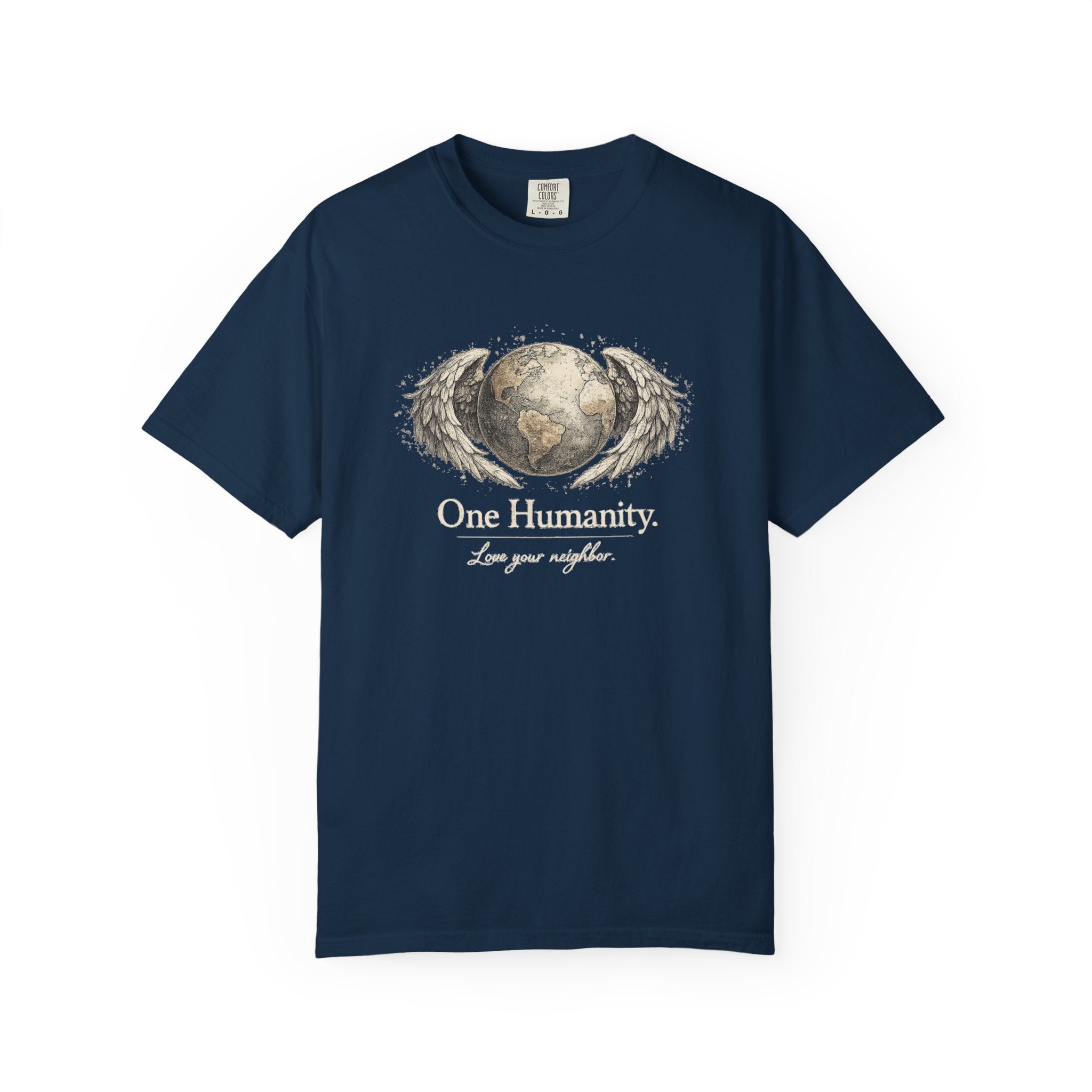 One Humanity T-Shirt – “One Humanity. Love Your Neighbor.” Earth Wings Graphic Tee