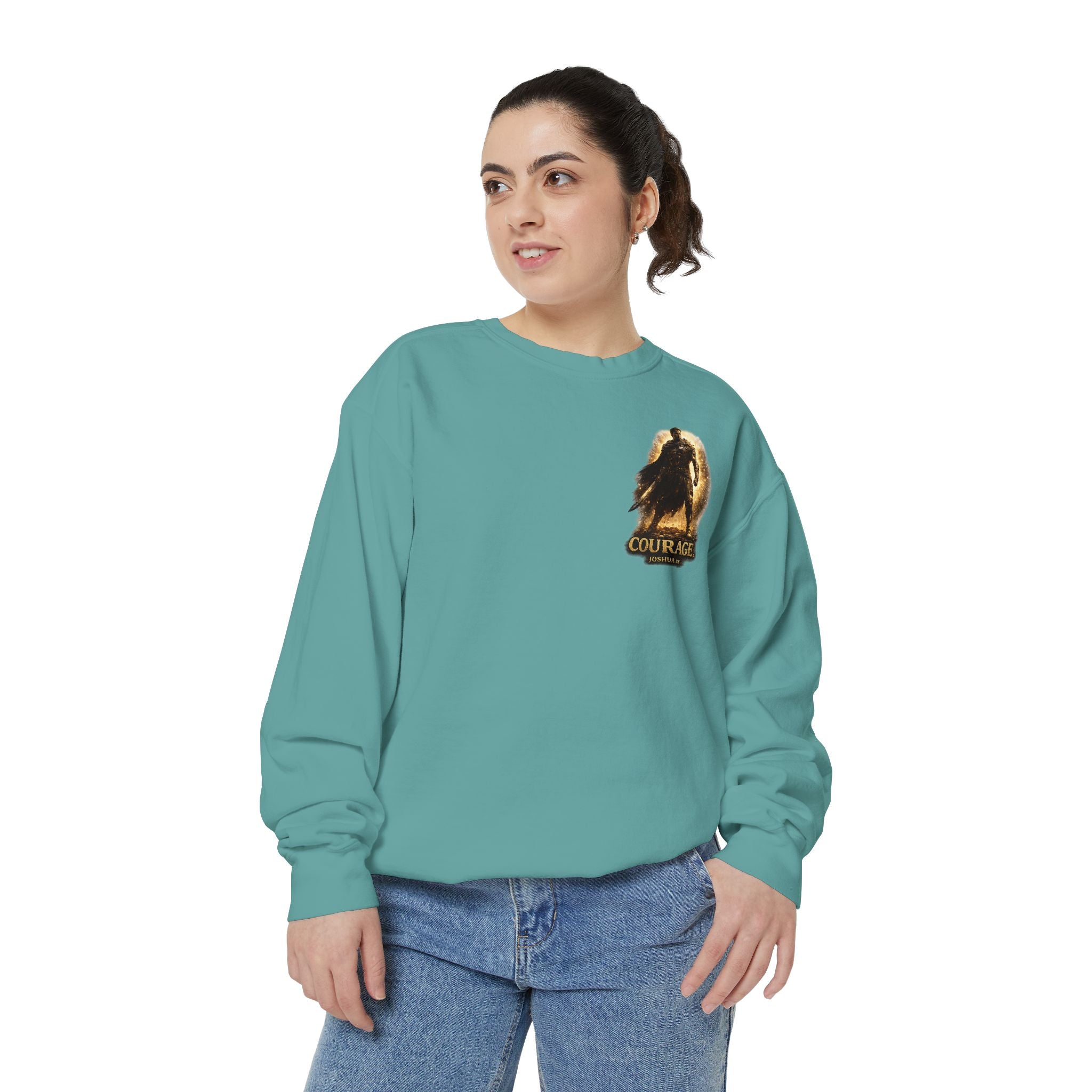 Joshua Courage Sweatshirt | Be Strong and Courageous Christian Crewneck | Inspirational Faith Apparel
