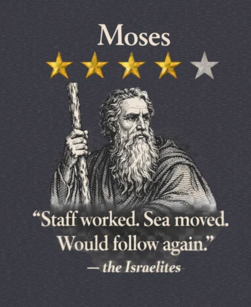Moses Five-Star Faith Series – Raglan Sweatshirt | “Staff Worked. Sea Moved.” Faith Graphic