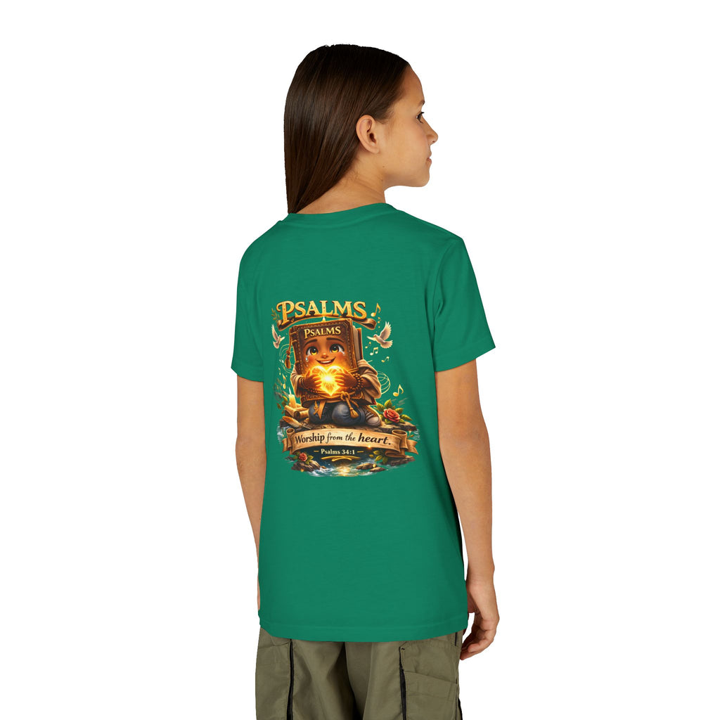 Praise Him Psalms 34:1 Youth T-Shirt | Christian Kids Faith Tee | Inspirational Youth Apparel