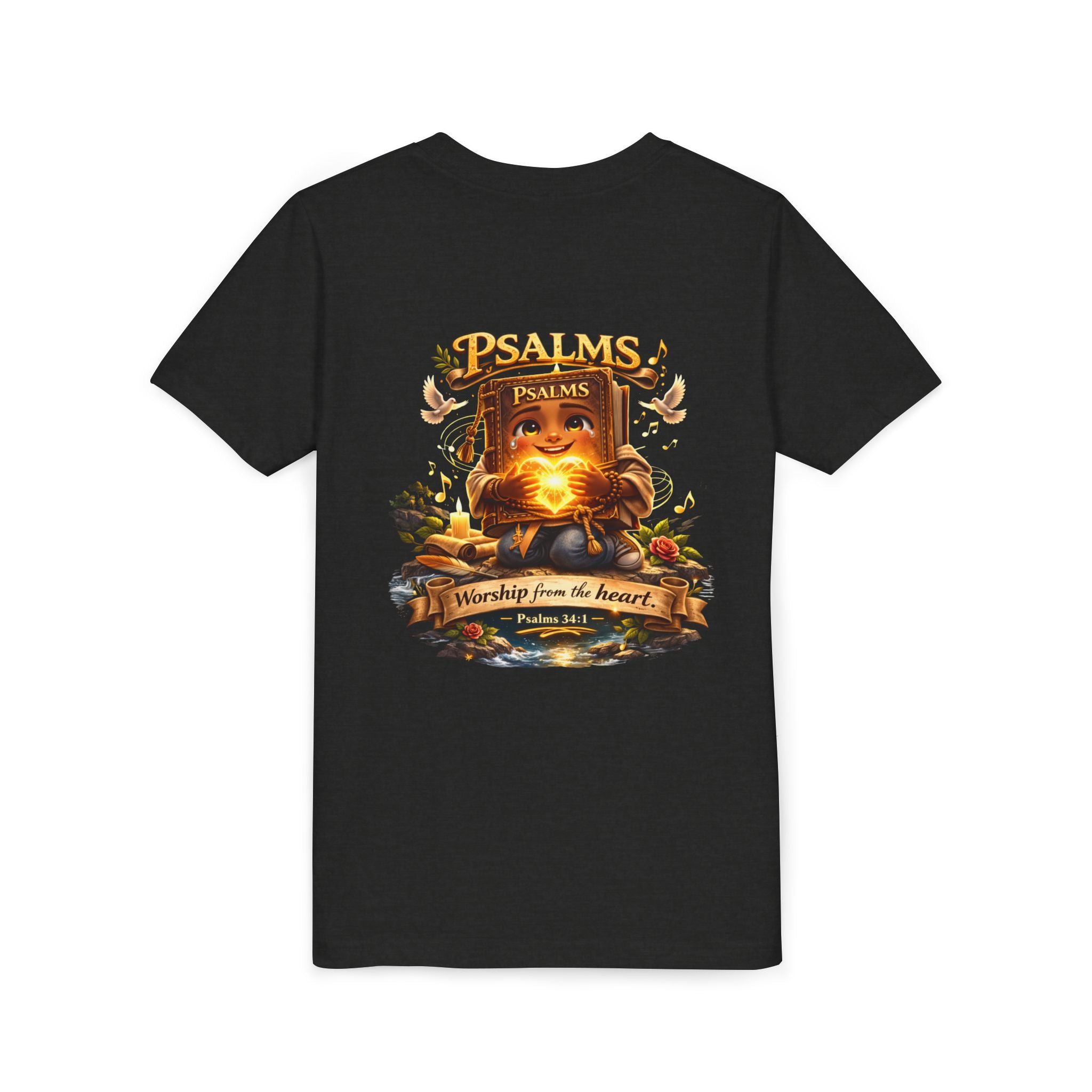 Praise Him Psalms 34:1 Youth T-Shirt | Christian Kids Faith Tee | Inspirational Youth Apparel