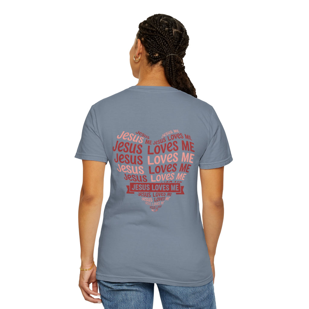 Jesus Loves Me Heart Garment-Dyed T-Shirt – Christian Faith Tee | Vintage Style Inspirational Shirt