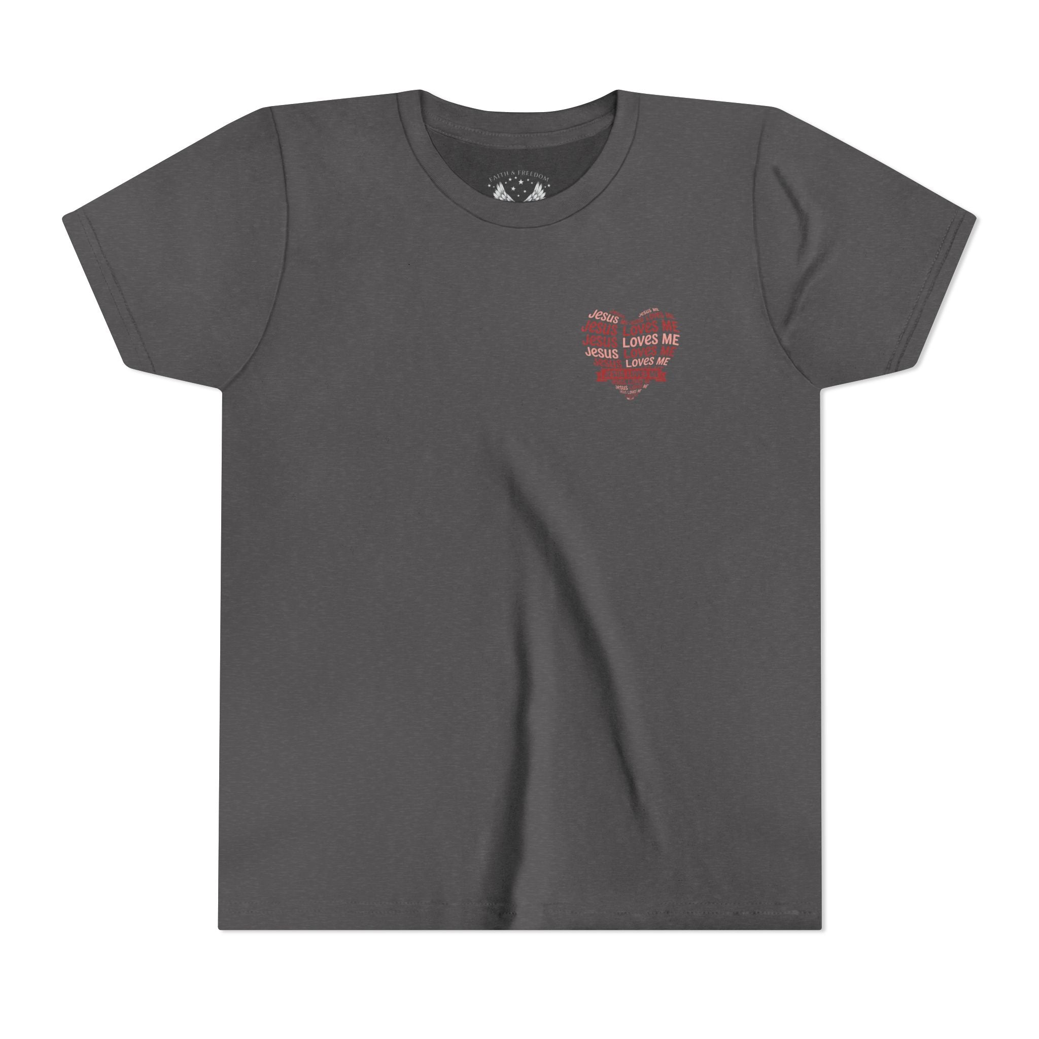 Jesus Loves Me Youth T-Shirt – Heart Word Cloud Christian Kids Tee | Faith Inspired Youth Shirt