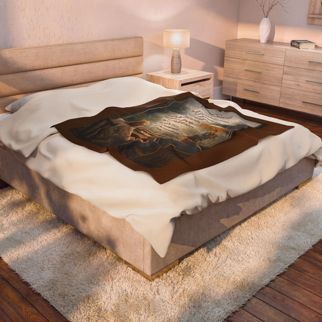 Second Sunrise - Velveteen Plush Blanket with Rainy Window Scene
