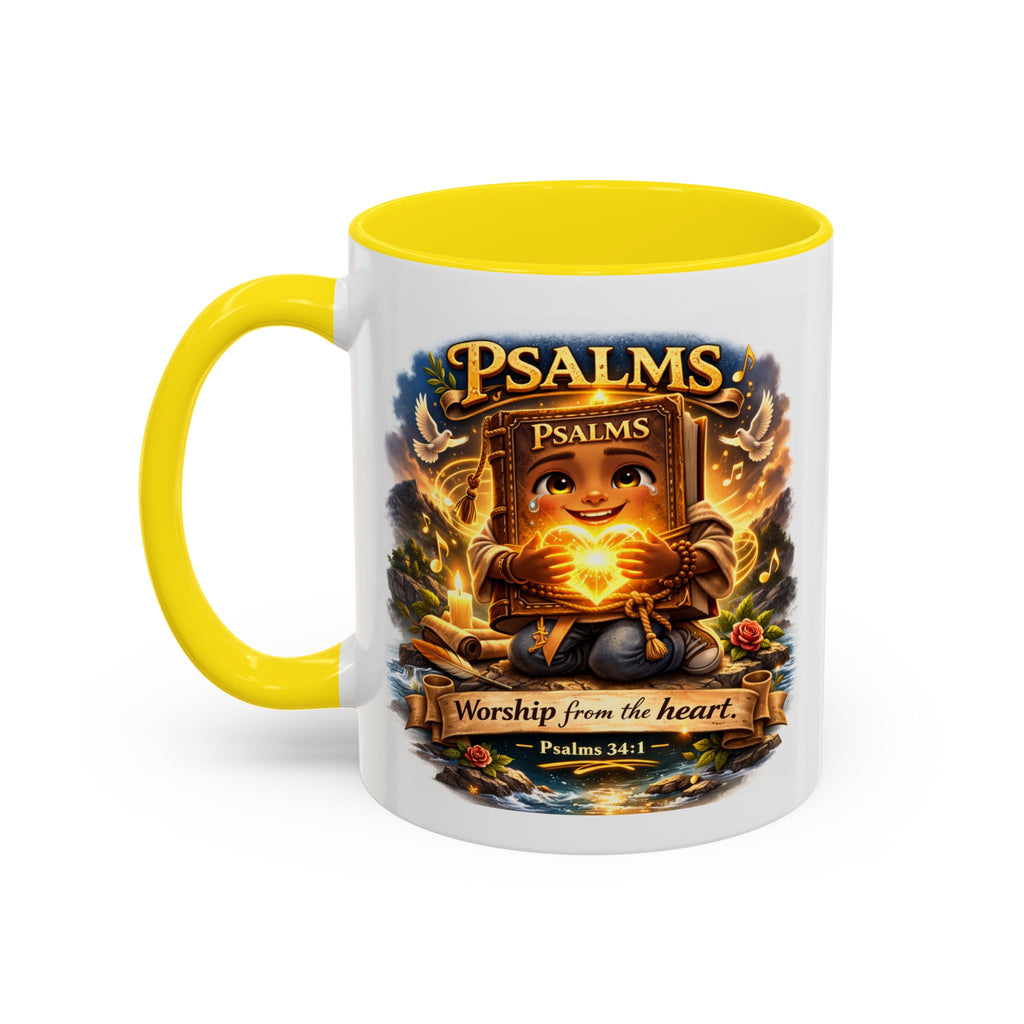 Psalms 34:1 Coffee Mug | Worship From the Heart Mug | Inspirational Christian Accent Mug