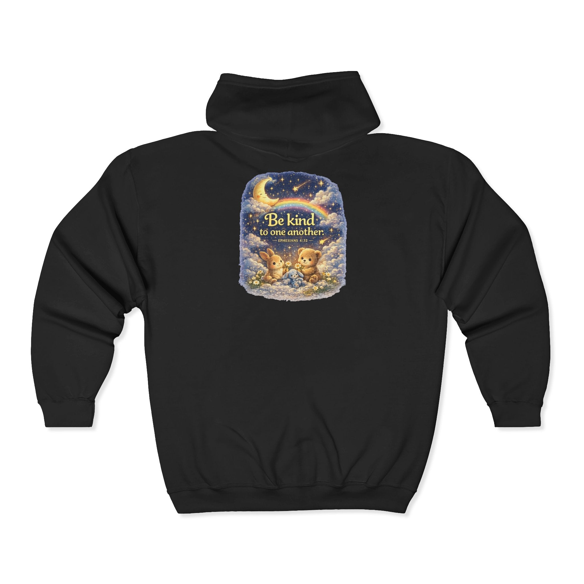 Be Kind to One Another – Full-Zip Hoodie | Teddy Moon Scripture Design