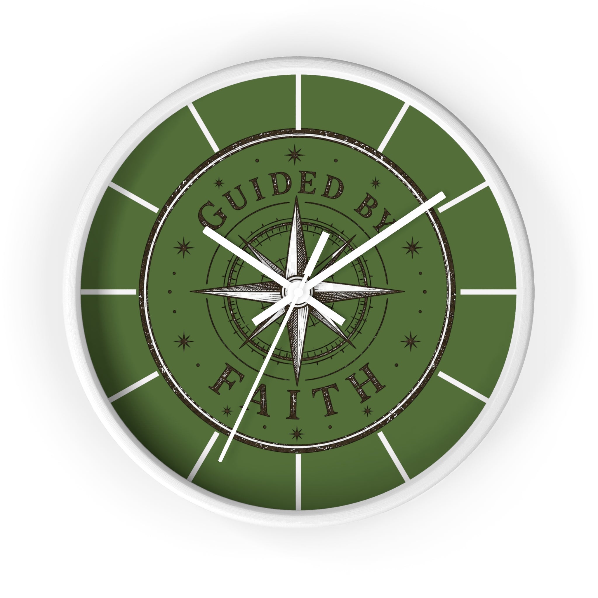 Guided by Faith Compass Wall Clock | Rustic Christian Clock | Inspirational Faith Home Decor