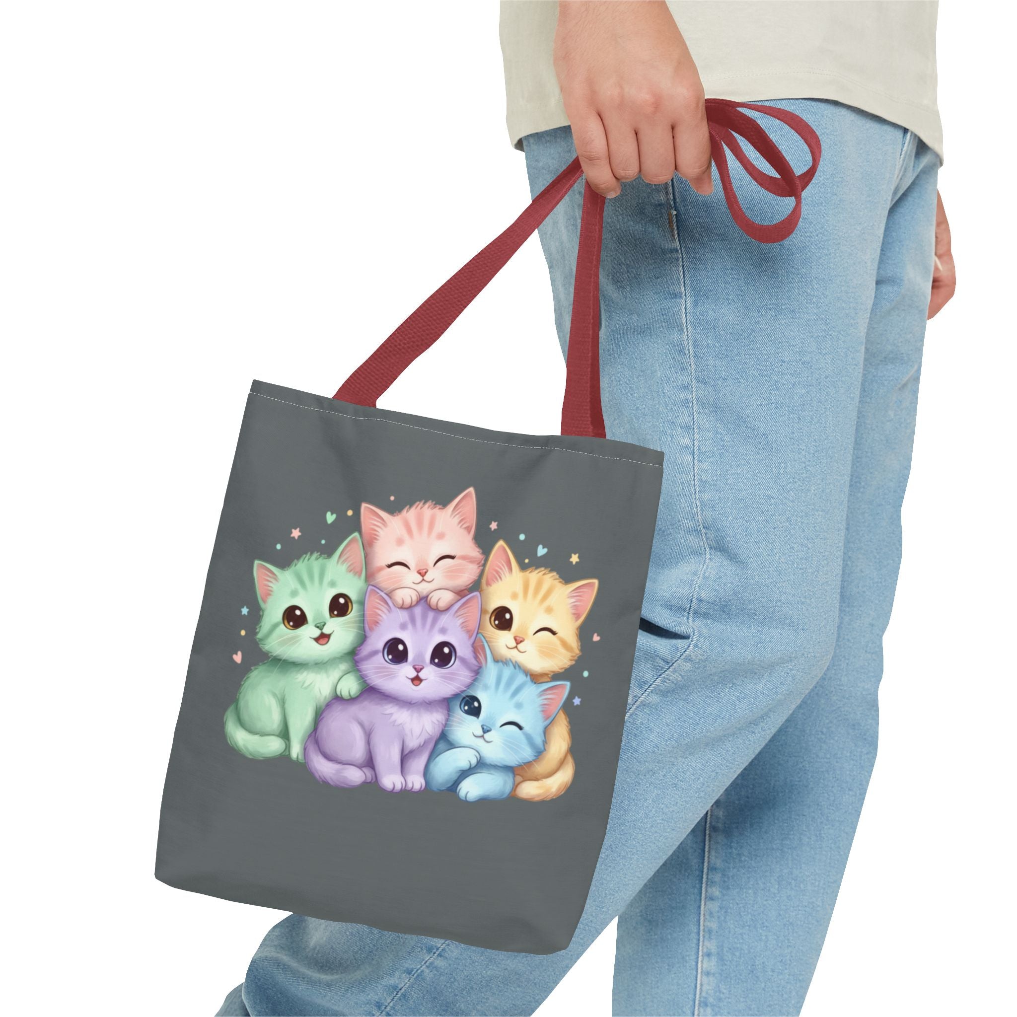 Pastel Rainbow Kittens Tote Bag – Cute Cat Lover Tote | Colorful Cat Market Bag