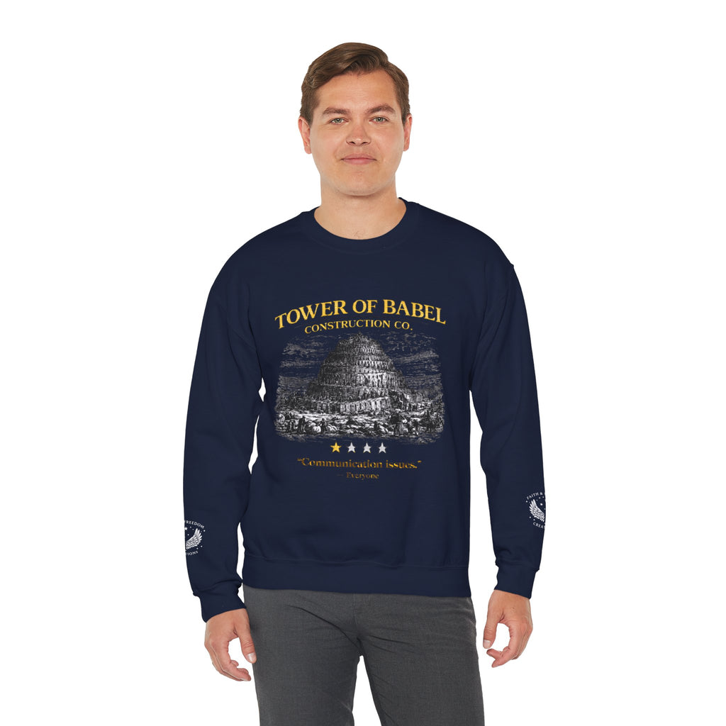 Tower of Babel – Crewneck Sweatshirt | “Review” Vintage Graphic – Five-Star Faith Series