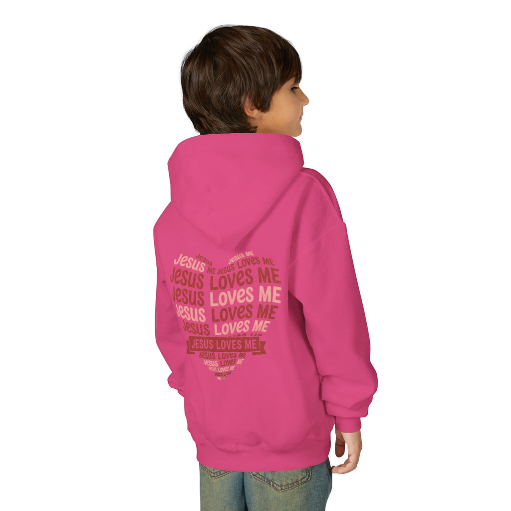 Jesus Loves Me Youth Hoodie – Heart Word Cloud Christian Kids Sweatshirt | Faith Inspired Kids Apparel