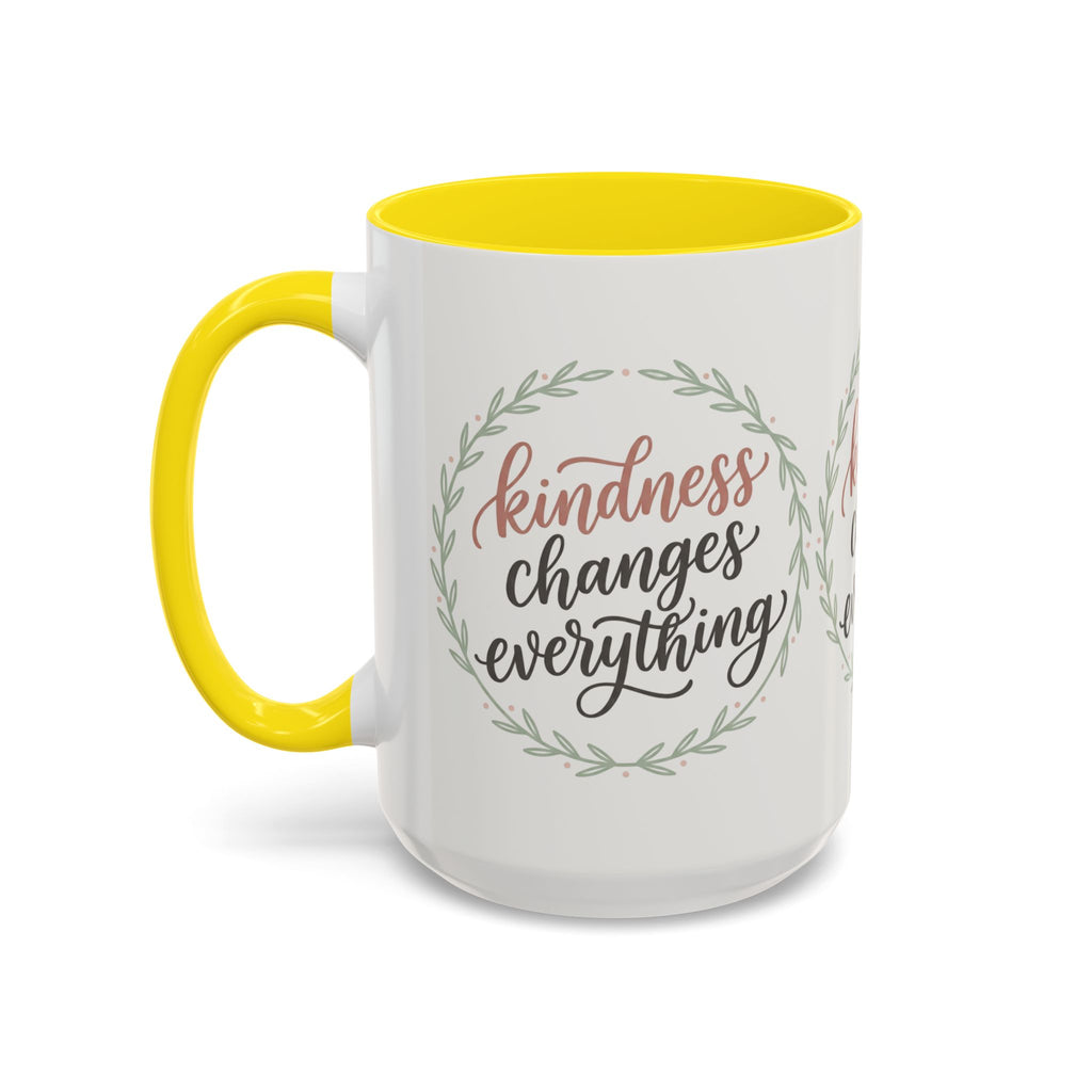 Kindness Changes Everything Accent Coffee Mug | Inspirational Ceramic Mug | Faith Freedom Creations