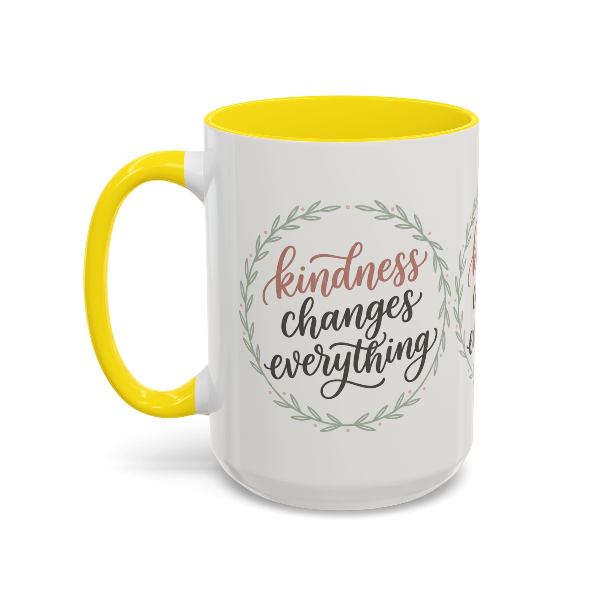 Kindness Changes Everything Accent Coffee Mug | Inspirational Ceramic Mug | Faith Freedom Creations