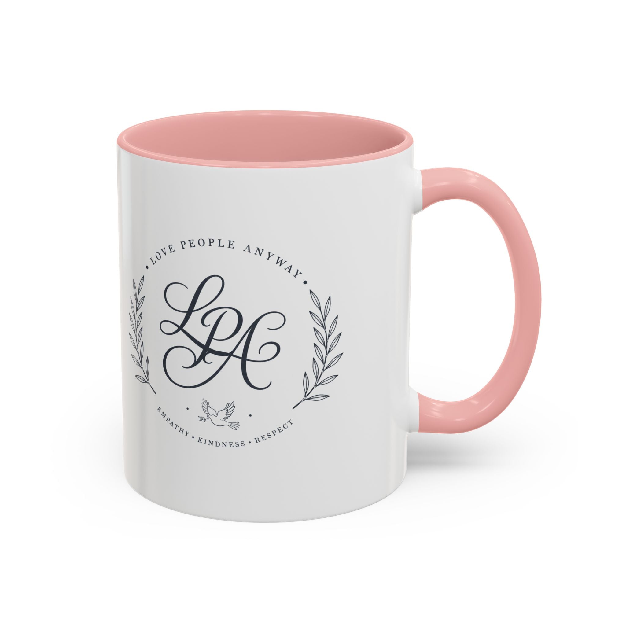 Love People Anyway Monogram Coffee Mug | Personalized Initial Crest Mug | Inspirational Gift