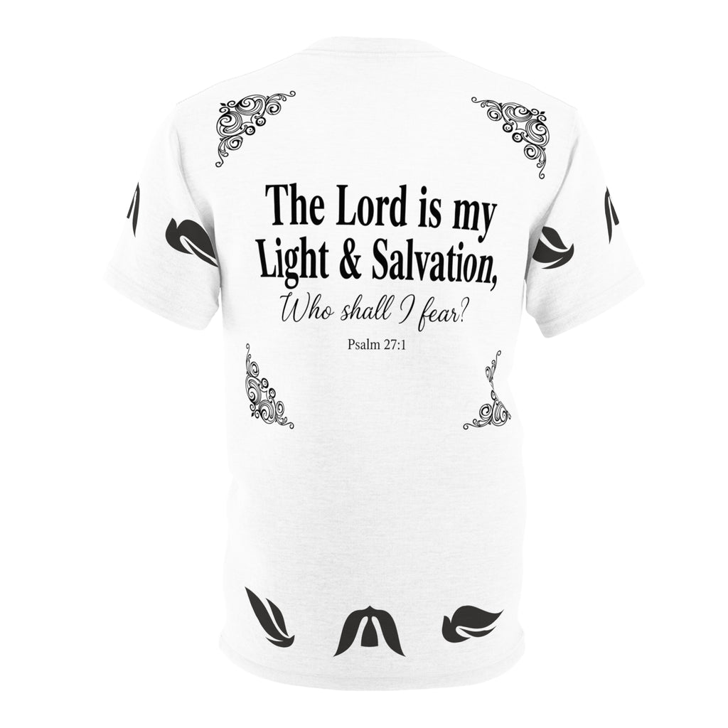 Psalm 27:1 Dove Graphic T-Shirt – “The Lord is My Light & Salvation” Christian Bible Verse Tee