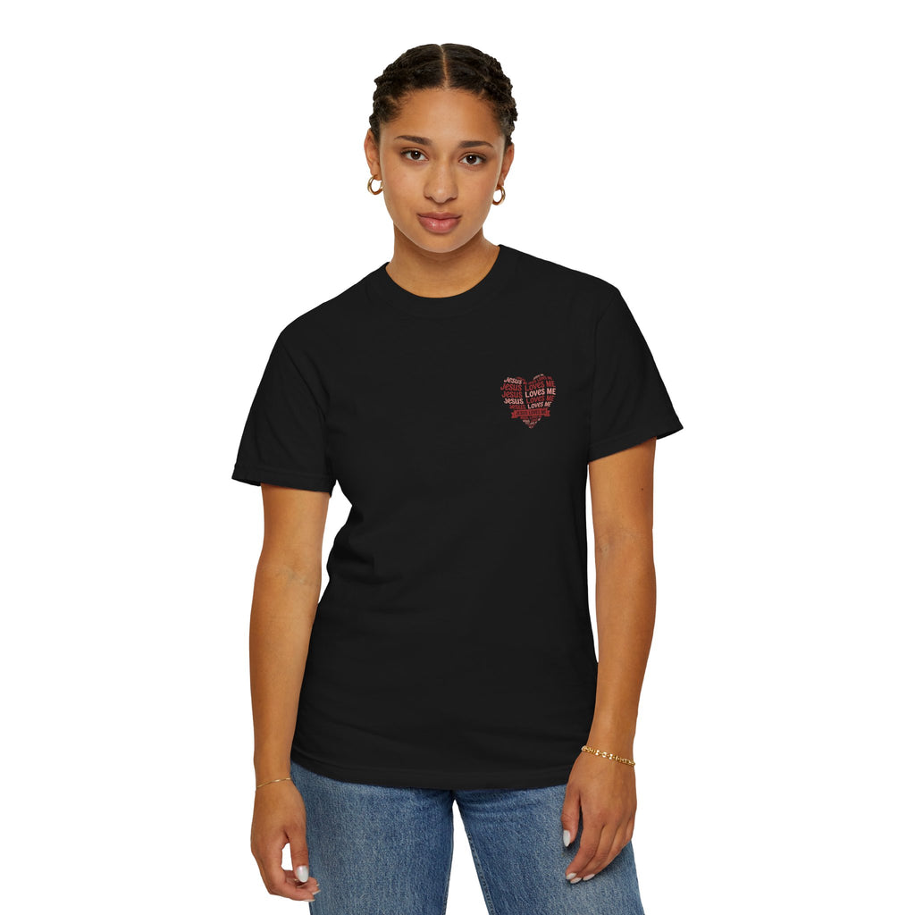 Jesus Loves Me Heart Garment-Dyed T-Shirt – Christian Faith Tee | Vintage Style Inspirational Shirt