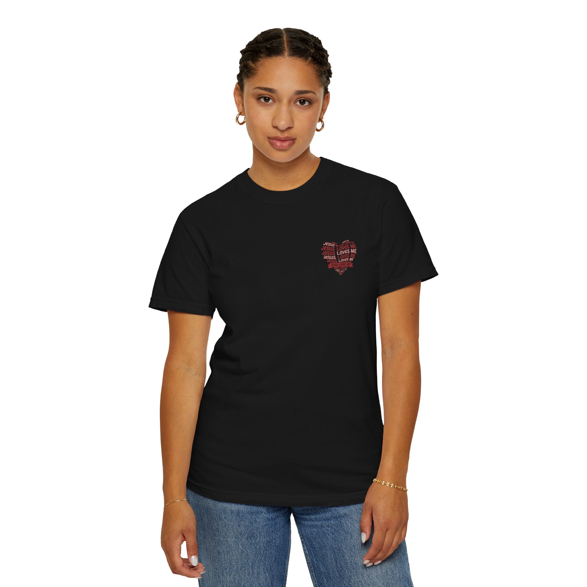 Jesus Loves Me Heart Garment-Dyed T-Shirt – Christian Faith Tee | Vintage Style Inspirational Shirt
