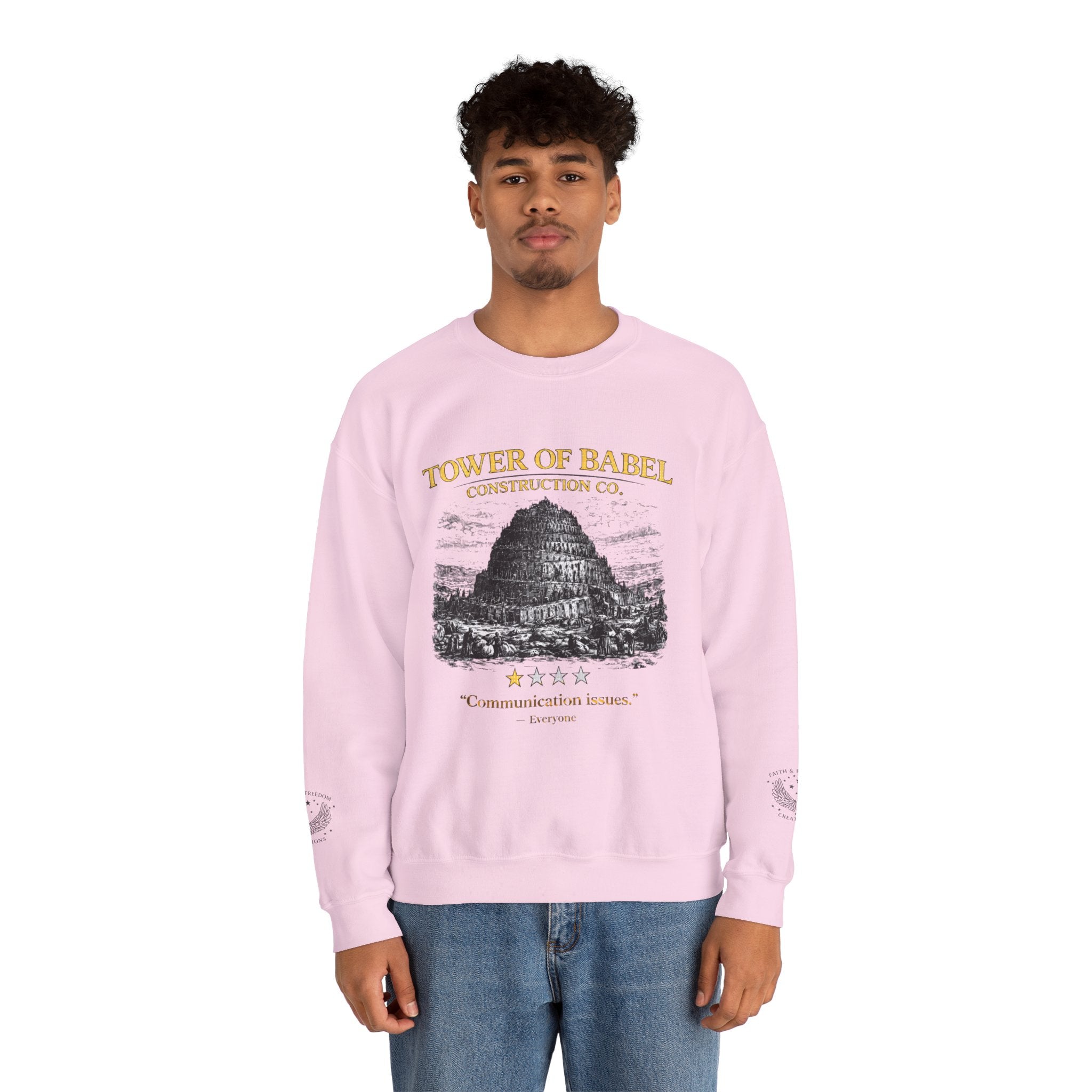 Tower of Babel – Crewneck Sweatshirt | “Review” Vintage Graphic – Five-Star Faith Series