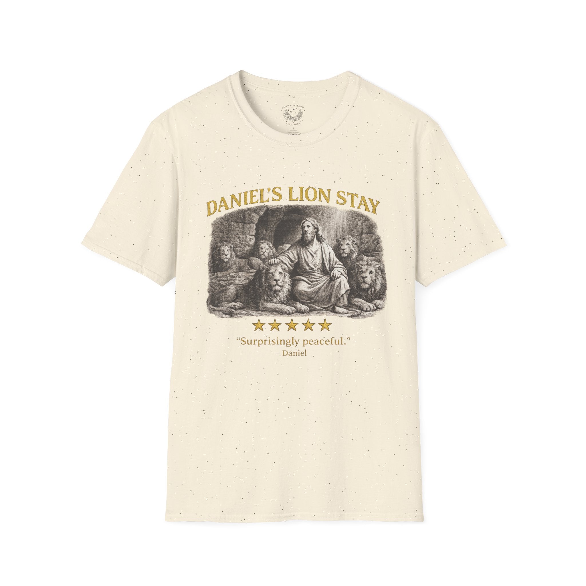 Daniel's Lion Stay Vintage Graphic T-Shirt - Retro Biblical Lion Tee