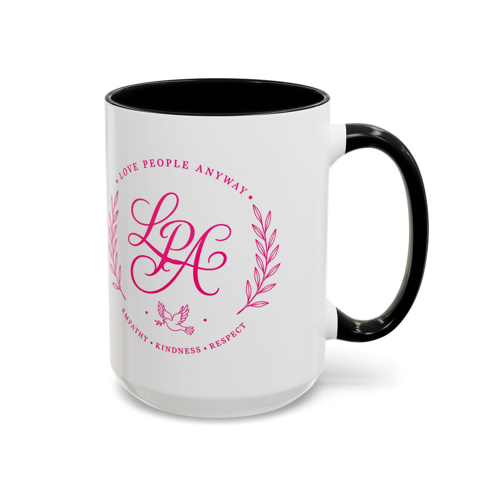 Love People Anyway Coffee Mug | Inspirational Pink Monogram Mug | Faith Freedom Creations