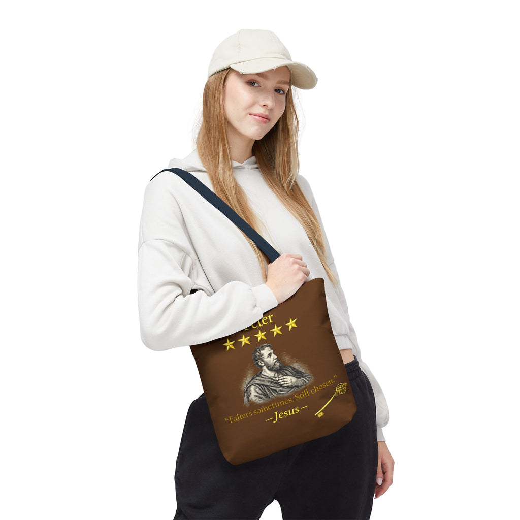 Peter – Tote Bag | “Falters Sometimes. Still Chosen.” Faith Graphic – Five-Star Faith Series